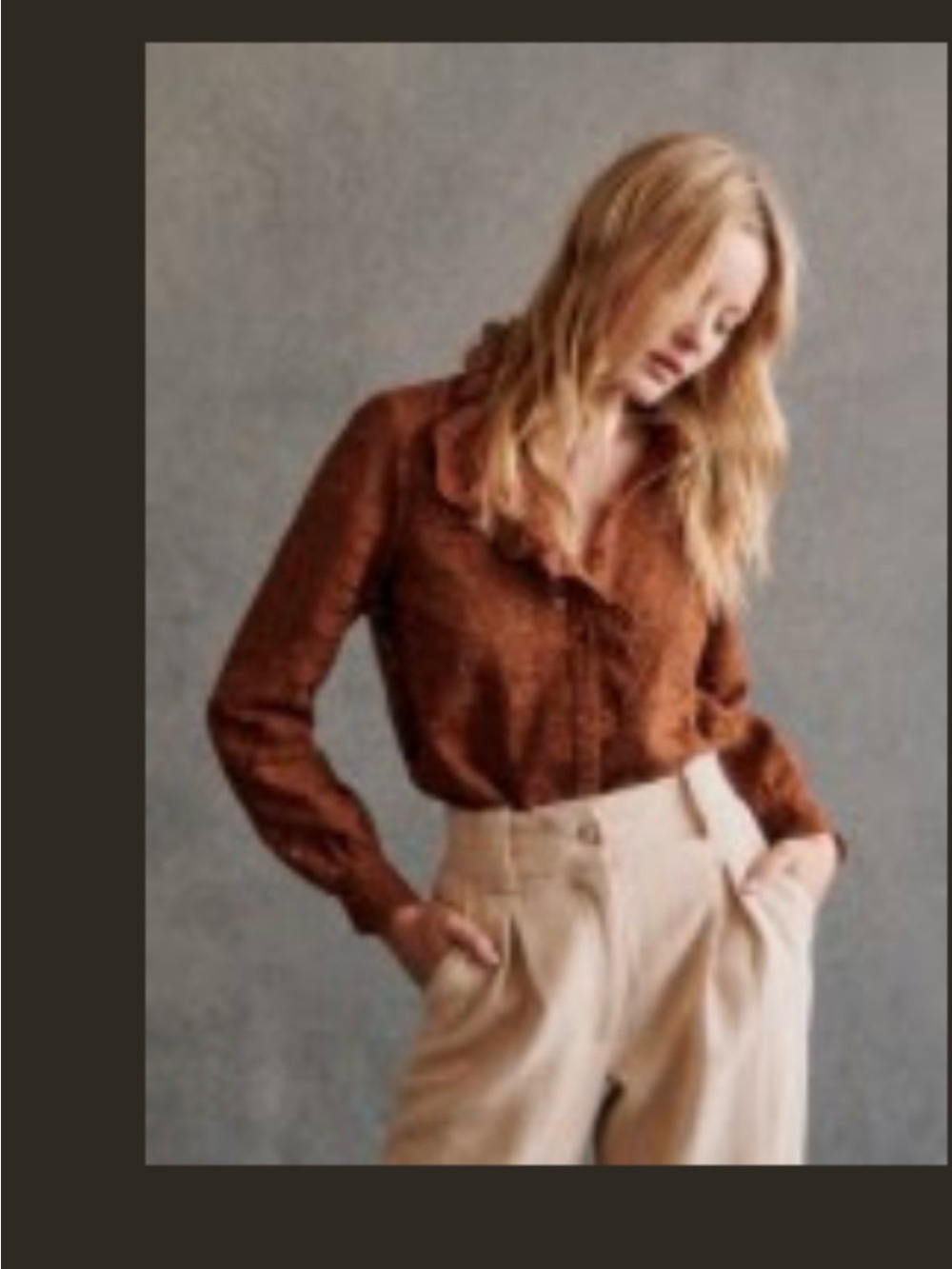 Sezane Chlo Shirt- chocolate guipure